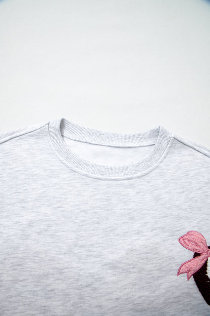 Embroidered Football Bow Back Game Day Sweatshirt