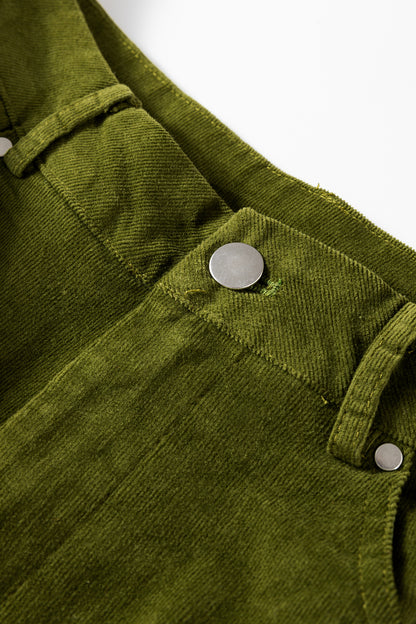 Vineyard Green Corduroy High Waist Wide Leg Casual Pants