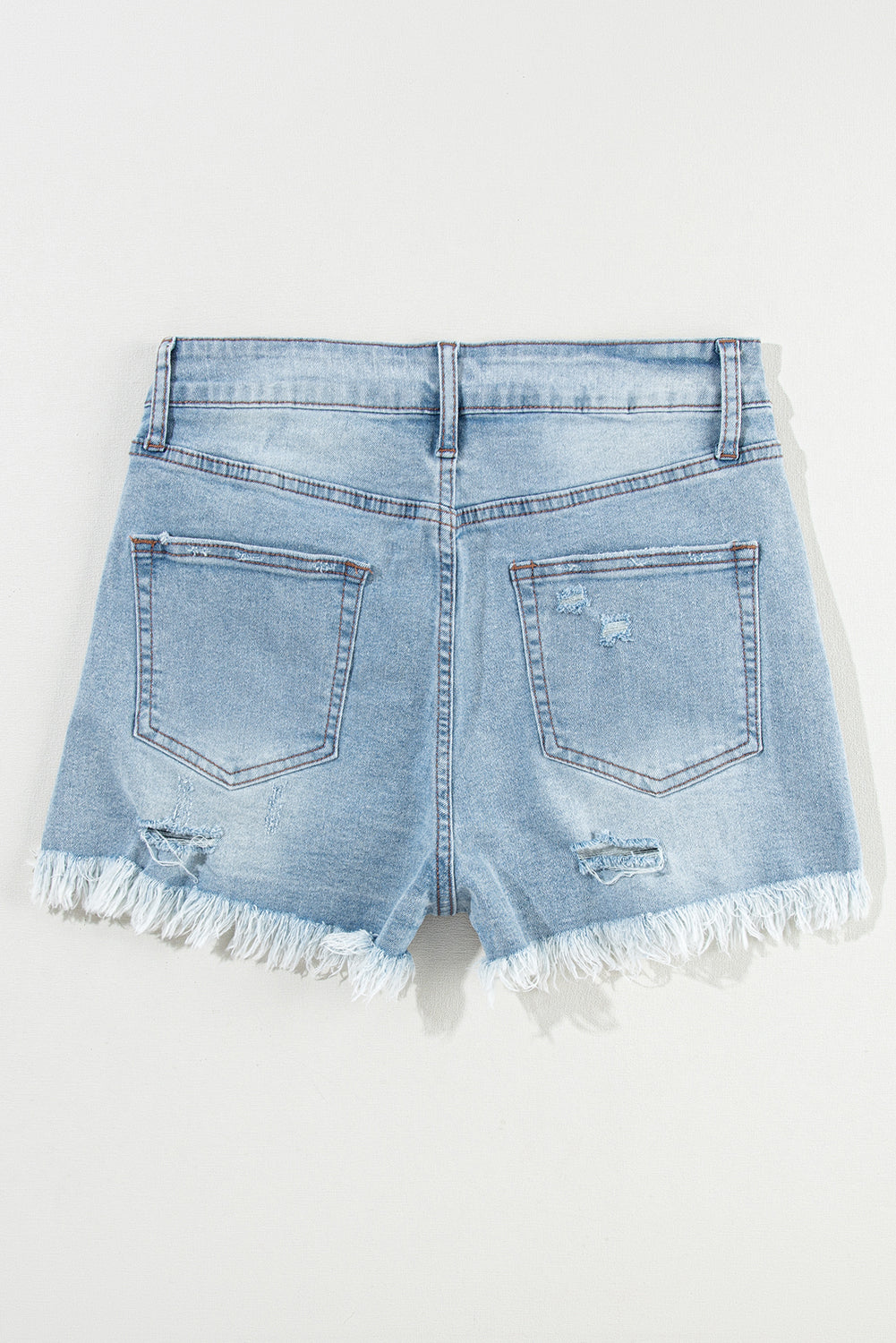 Light Wash High Waisted Distressed Denim Shorts