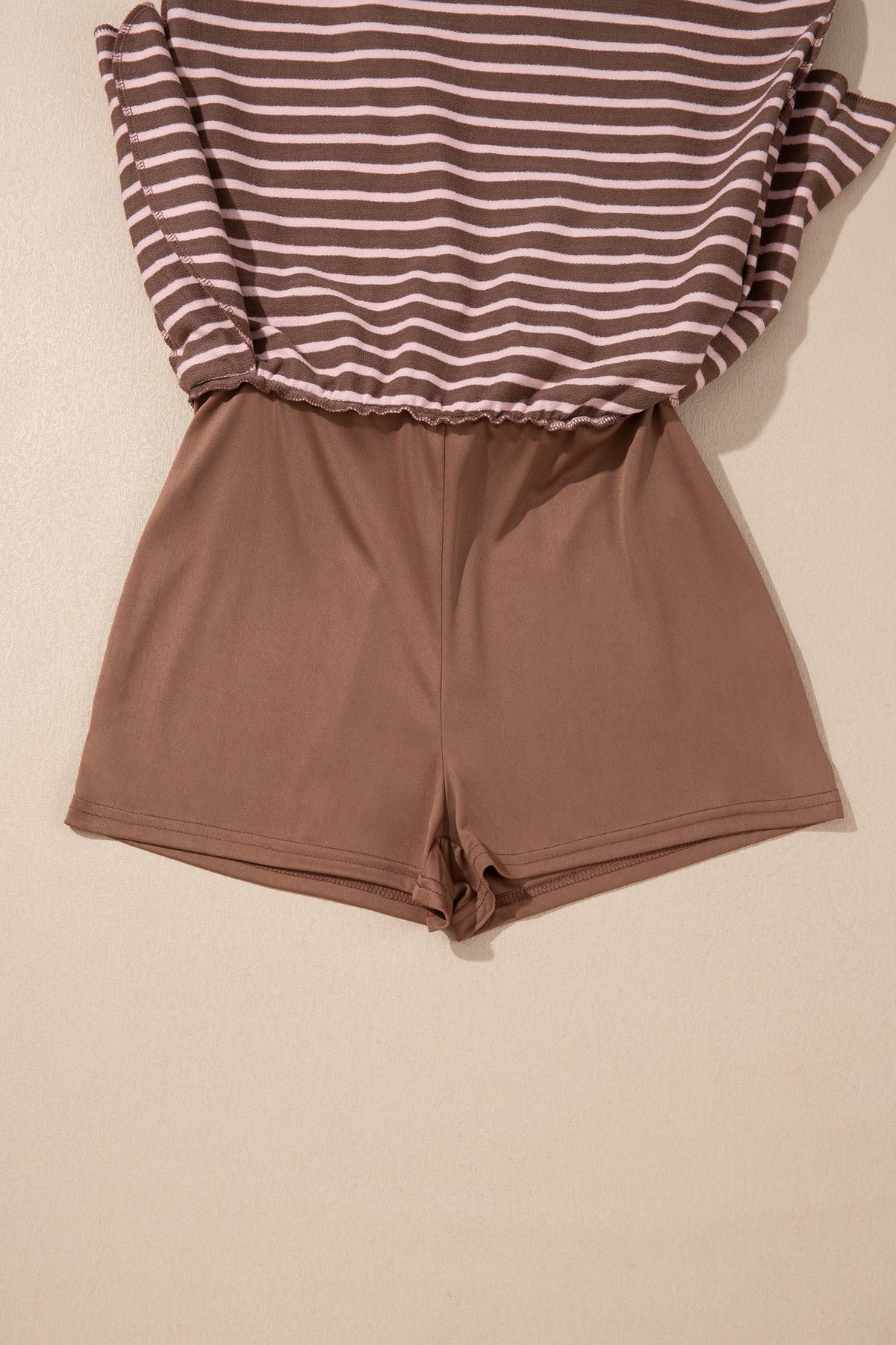 Women's Preppy Striped Collared Drawstring 2-Piece Set