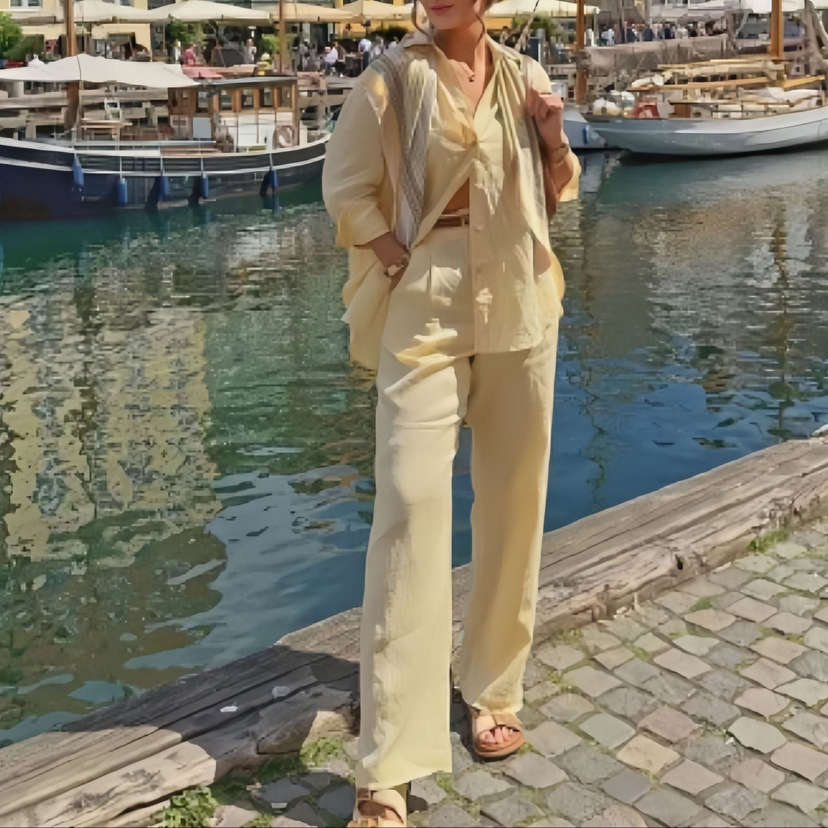 Casual Linen Shirt & Pants Matching Set