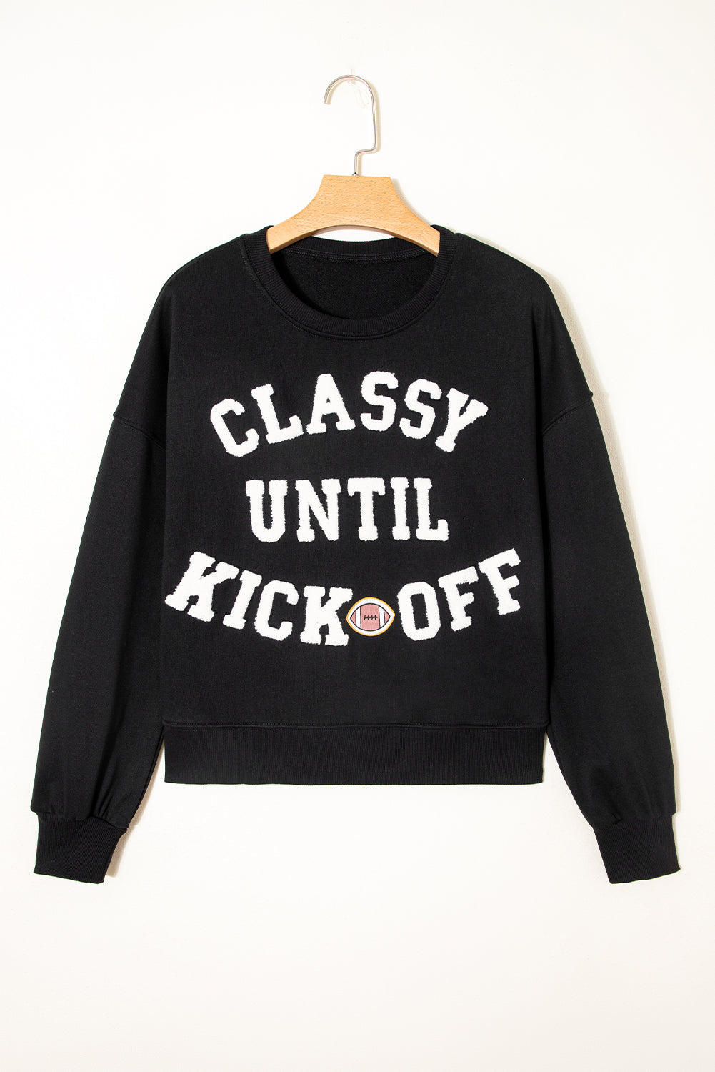 CLASSY UNTIL KICKOFF Football Graphic Oversized Sweatshirt