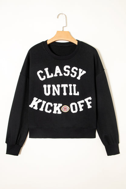 CLASSY UNTIL KICKOFF Football Graphic Oversized Sweatshirt