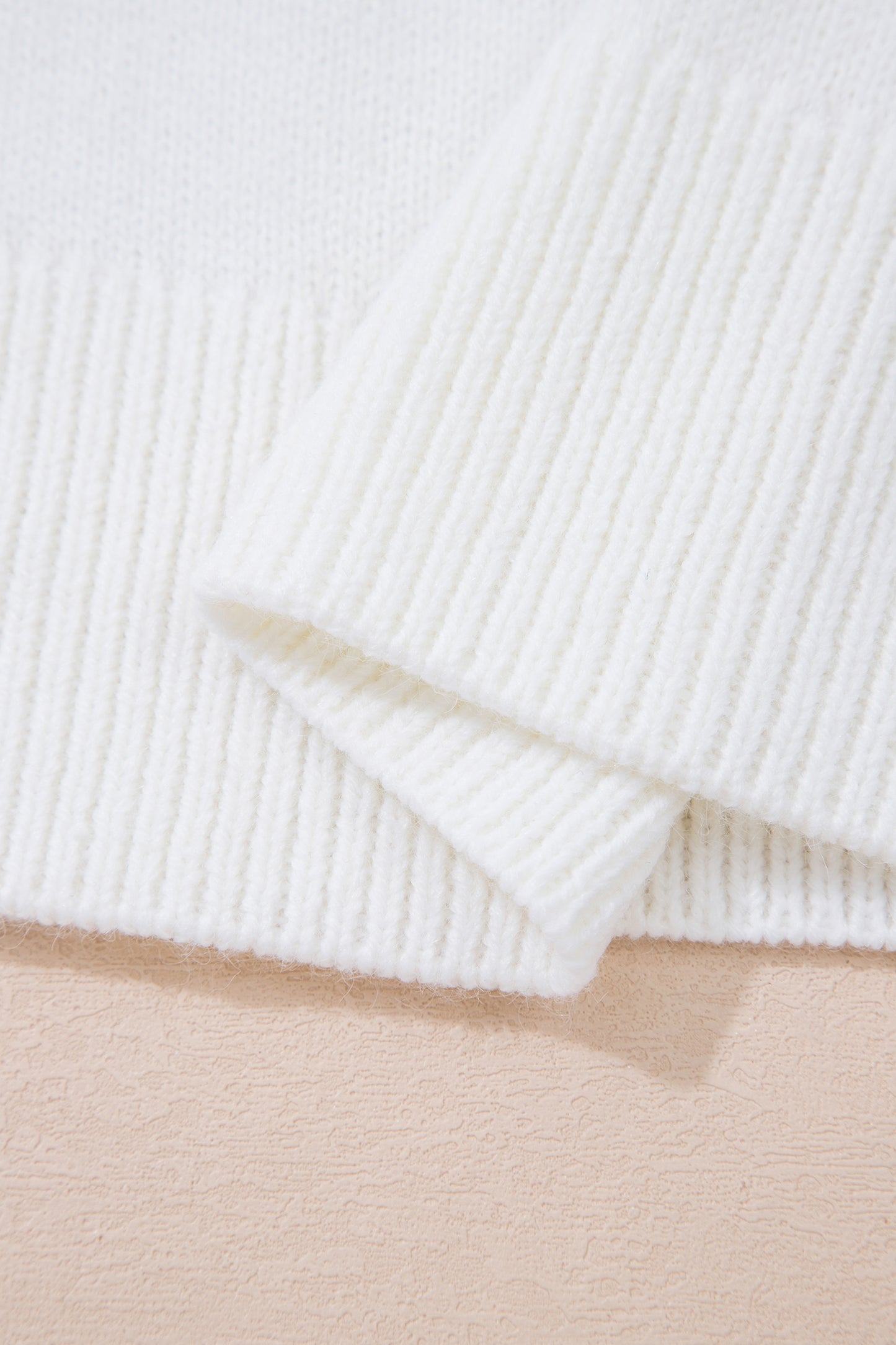 White Bird Pattern Drop Shoulder Knit Pullover Sweater
