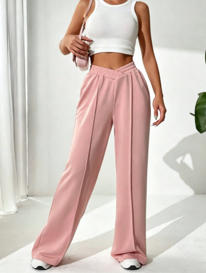 Women's Relaxed Wide Leg Cotton Pants Elastic Waist