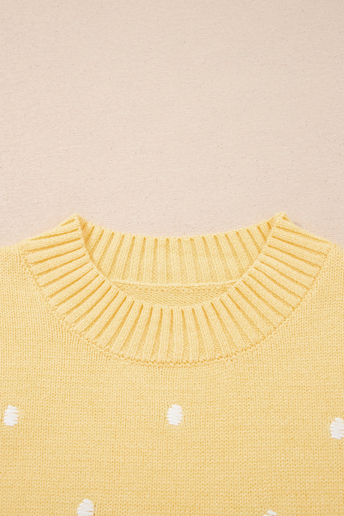 Chestnut Elegant Polka Dot Bubble Short Sleeve Sweater