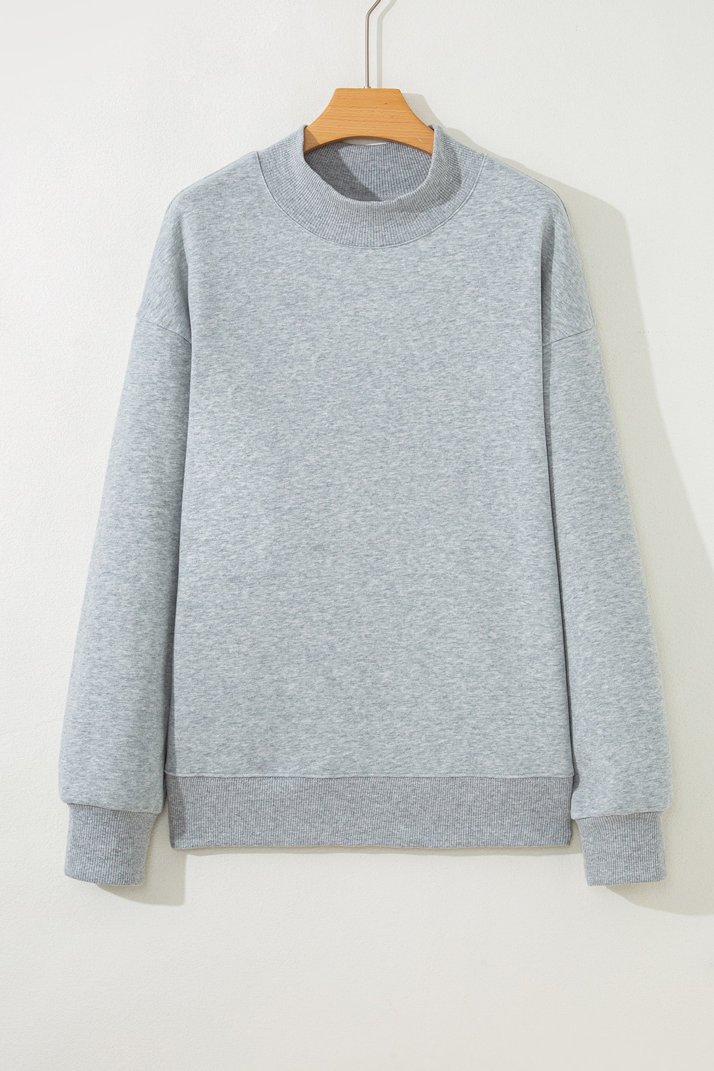 Oversized Mock Neck Sweatshirt Drop Shoulder Pullover