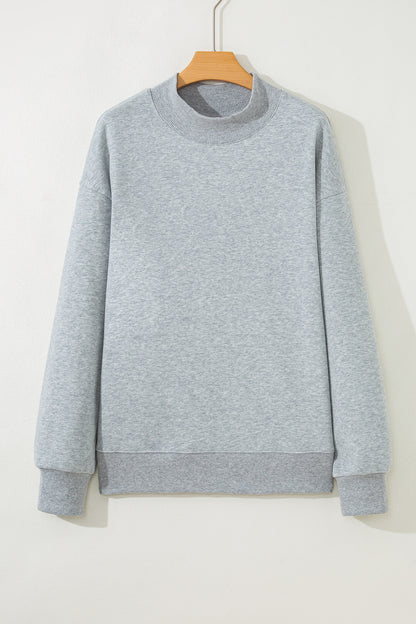 Oversized Mock Neck Sweatshirt Drop Shoulder Pullover