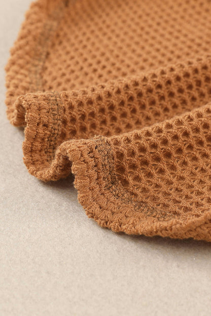 Waffle Knit Button-Up Oversized Casual Shirt