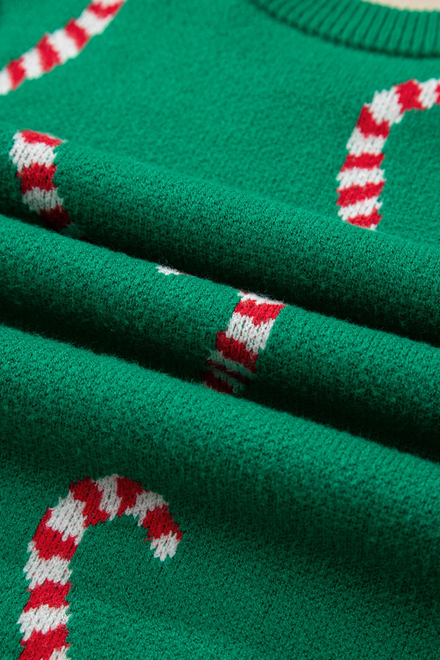 Sachet Pink Christmas Candy Cane Holiday Drop Shoulder Sweater