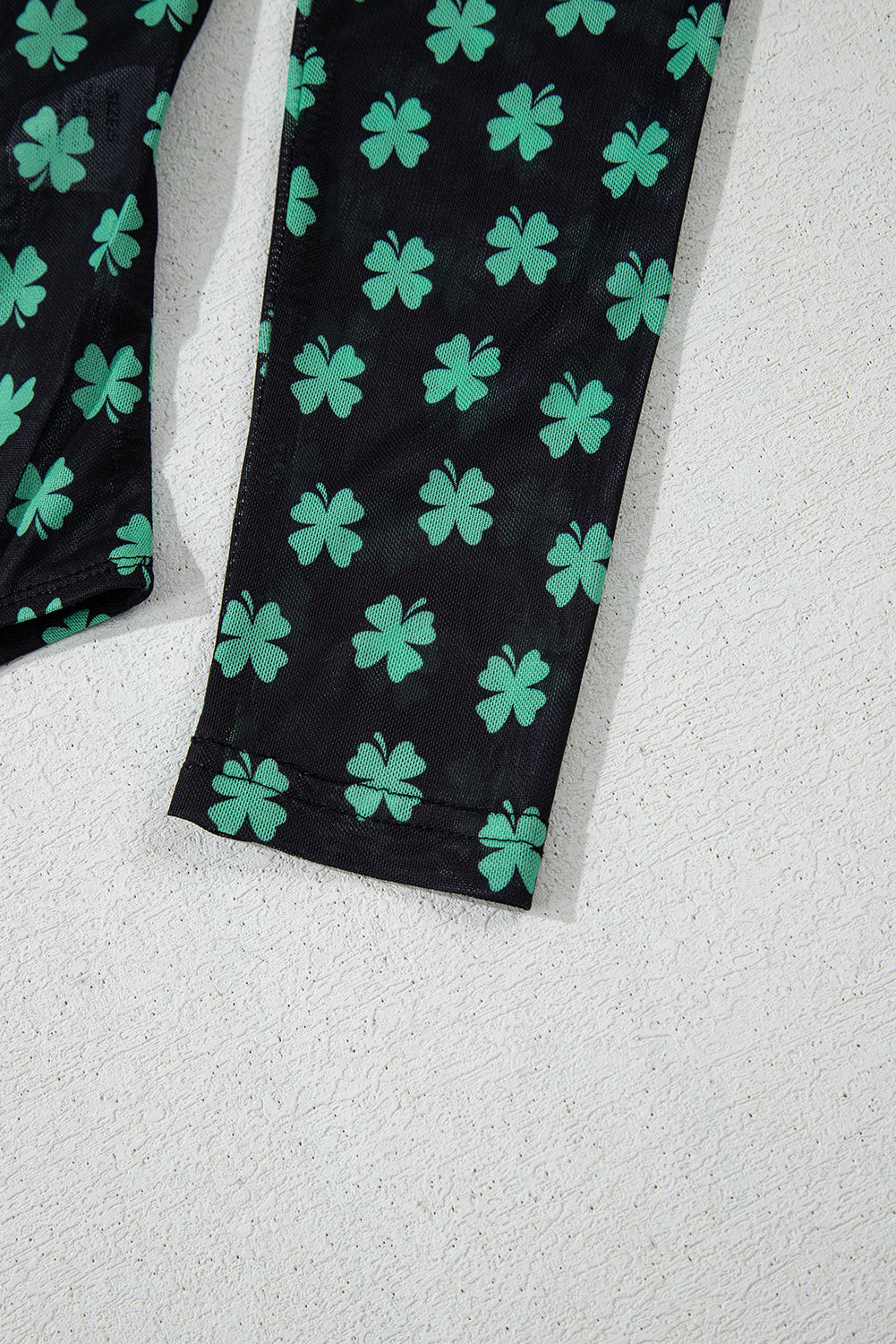 St. Patrick’s Day Shamrock Print Mesh Long Sleeve Bodysuit