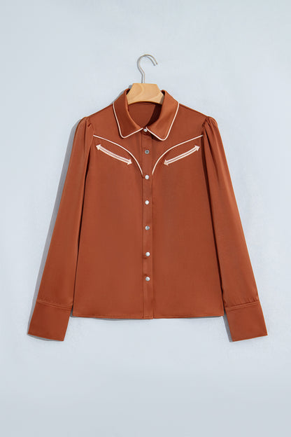 Western Satin Yoke Snap Button Long Sleeve Shirt