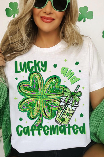 St. Patrick’s Lucky & Caffeinated Clover Graphic Tee