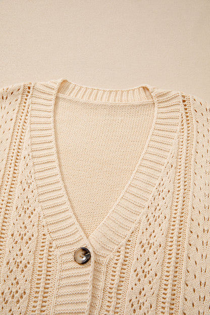 Canton Open Knit Drop Shoulder Sweater Cardigan