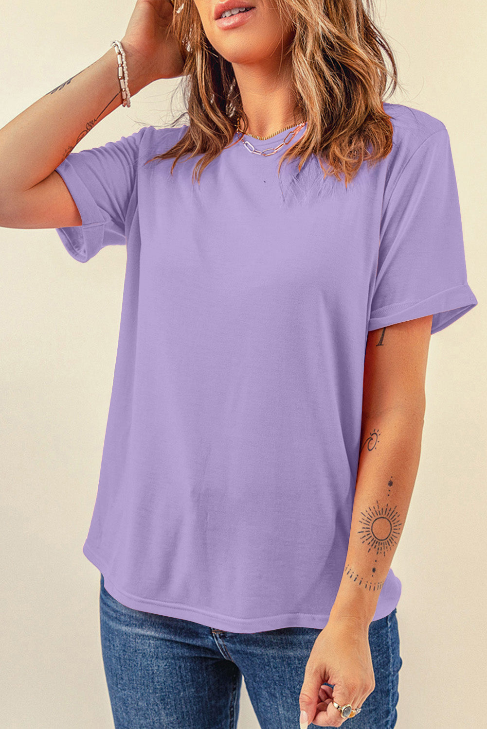 White Casual Crew Neck Short Sleeve Basic Tee