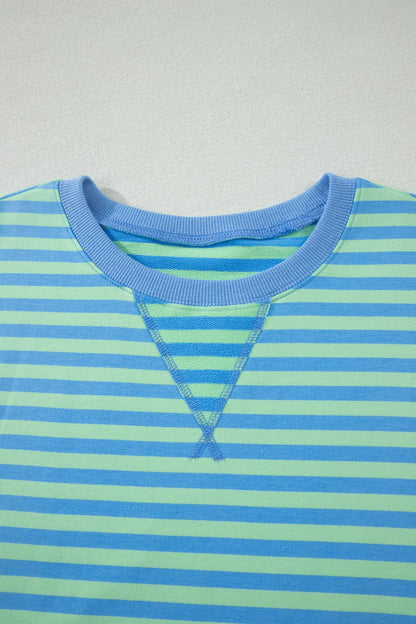 Green Striped Cotton Shorts Set Lounge Outfit