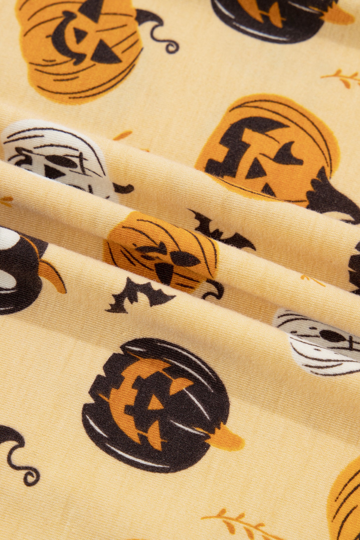 Halloween Pumpkin Print Ruffle Shorts Pajama Set