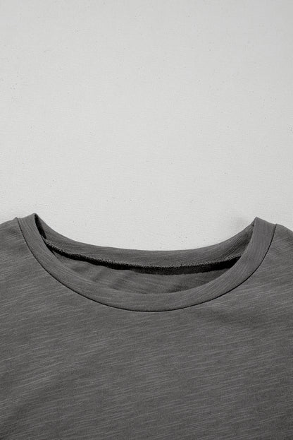 Dark Grey Ruffle Sleeve Casual Tee Boutique Summer Top