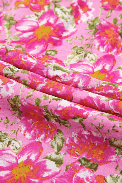 Pink Floral Lace Strap Empire Waist Maxi Dress