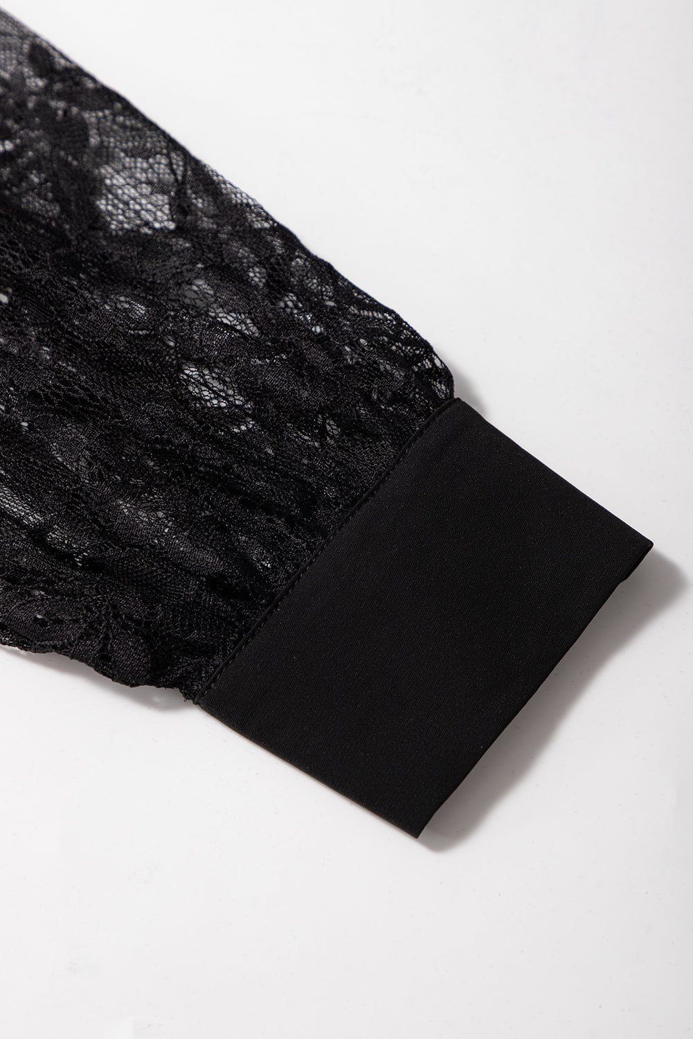 Black Lace Sleeve Keyhole Blouse Elegant Long Sleeve Top