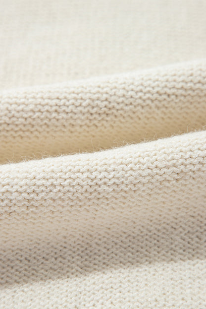 Gold Flame Colorblock Cable Knit Sweater Drop Shoulder