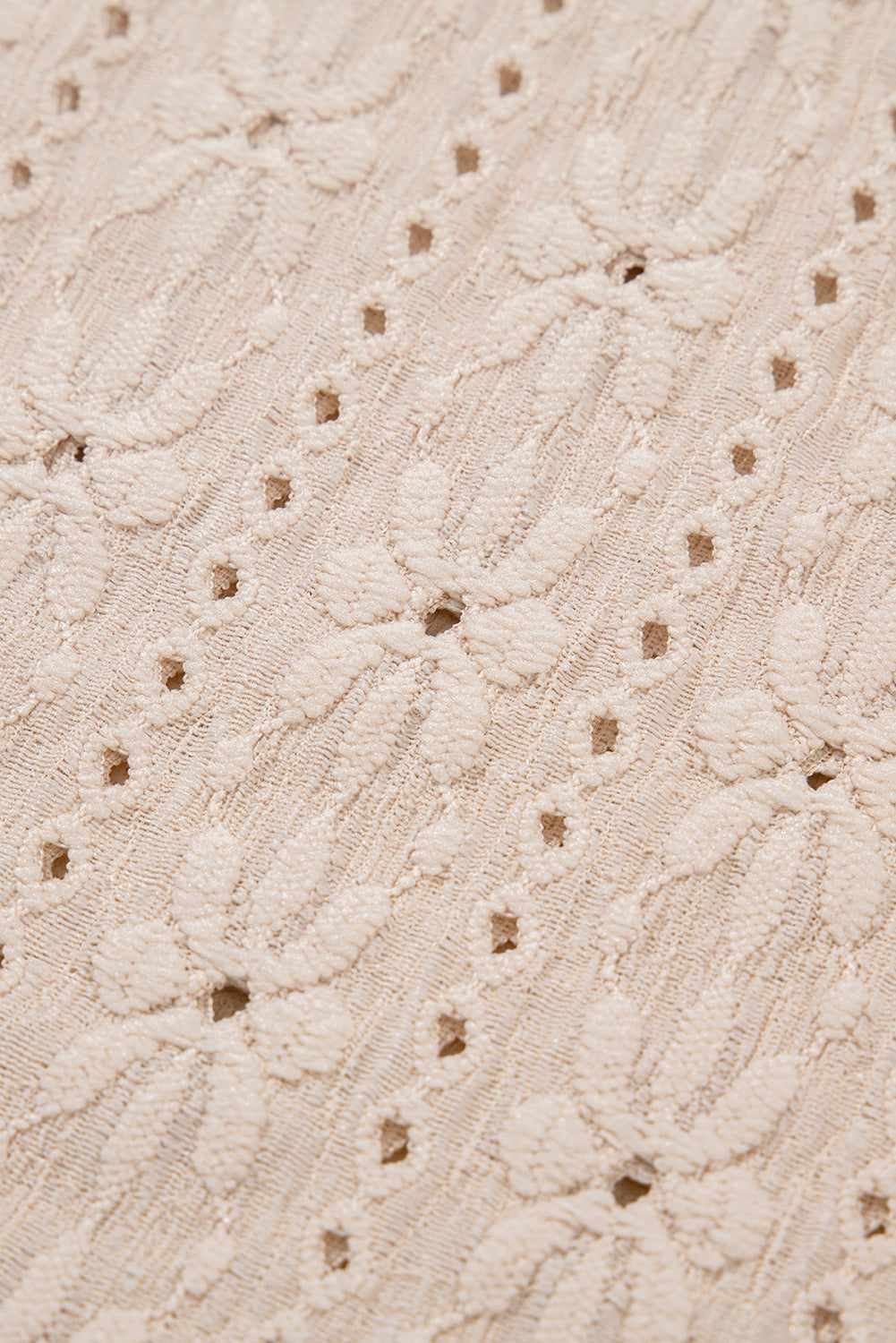 Oatmeal Floral Eyelet Embroidered Sleeveless Top
