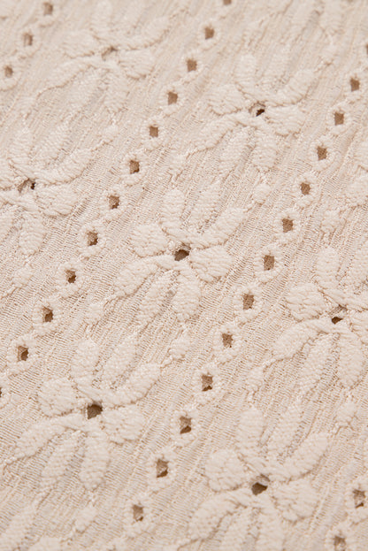 Oatmeal Floral Eyelet Embroidered Sleeveless Top