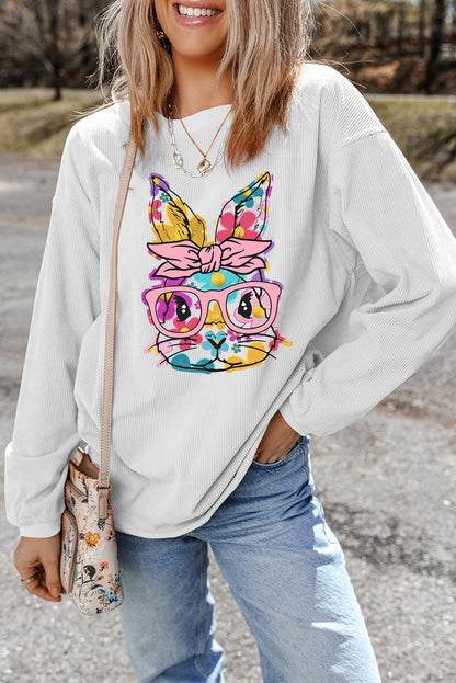 Floral Bunny Easter Graphic Corded Sweatshirt