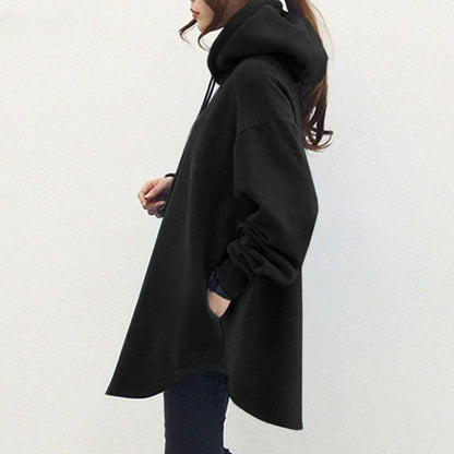 Women's Oversized Fleece Hoodie Tunic Pocket Pullover