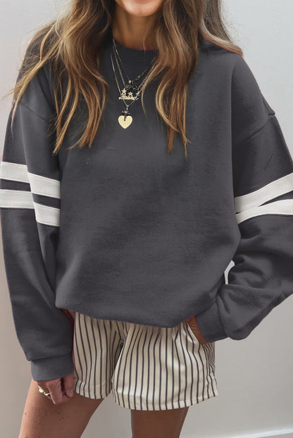 Varsity Stripe Drop Shoulder Oversized Women’s Sweatshirt