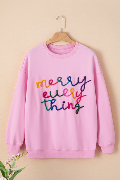 Black Merry Every Thing Tinsel Slogan Sweatshirt