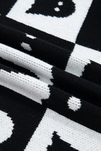 Halloween Ghost Print Open Front Knit Cardigan