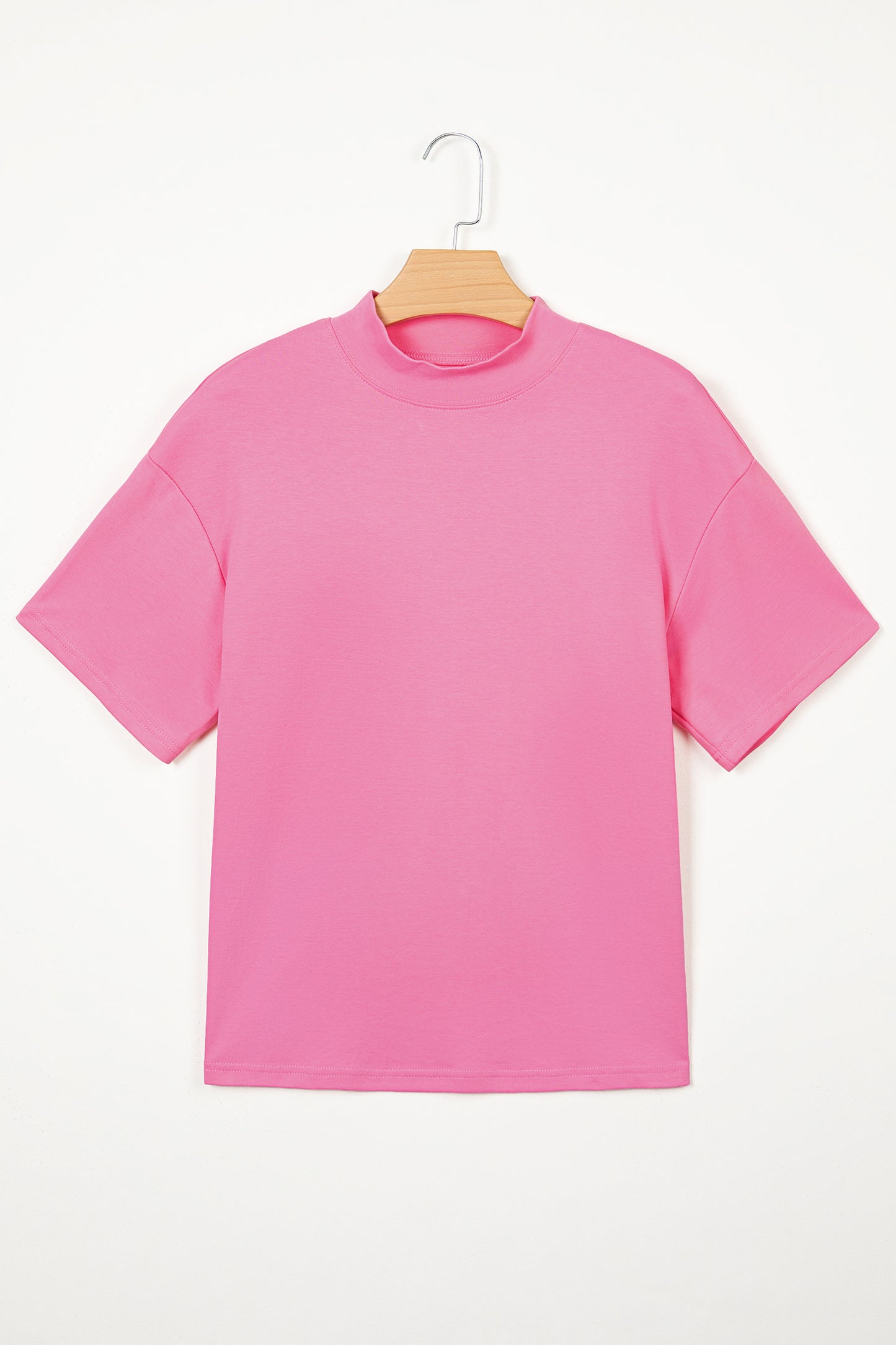 Dark Blue Oversized Mock Neck Tee Casual Relaxed Top