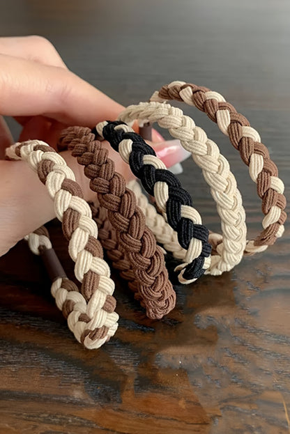 Chestnut 5pcs Smile Face Decor Braided Hair Ties