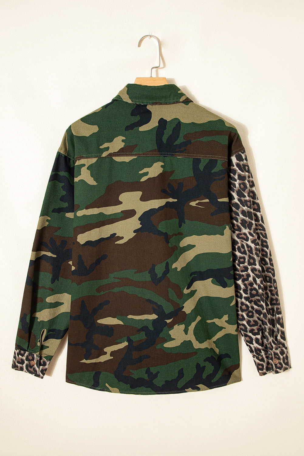 Leopard and Camo Patchwork Button Down Oversized Shacket
