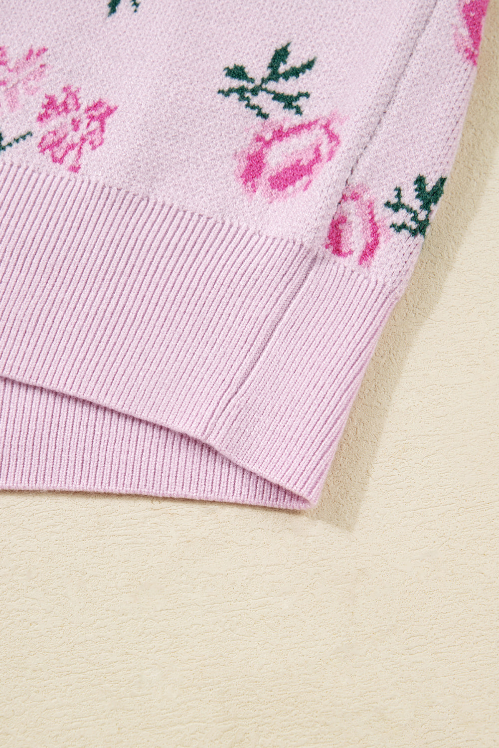 Sweet Floral Print Drop Shoulder Cropped Knit Sweater