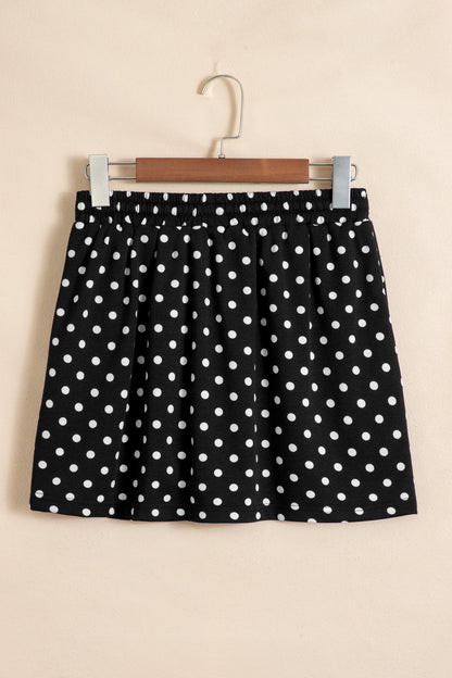 Fiery Red Polka Dot Drawstring Pocket Mini Skort Skirt