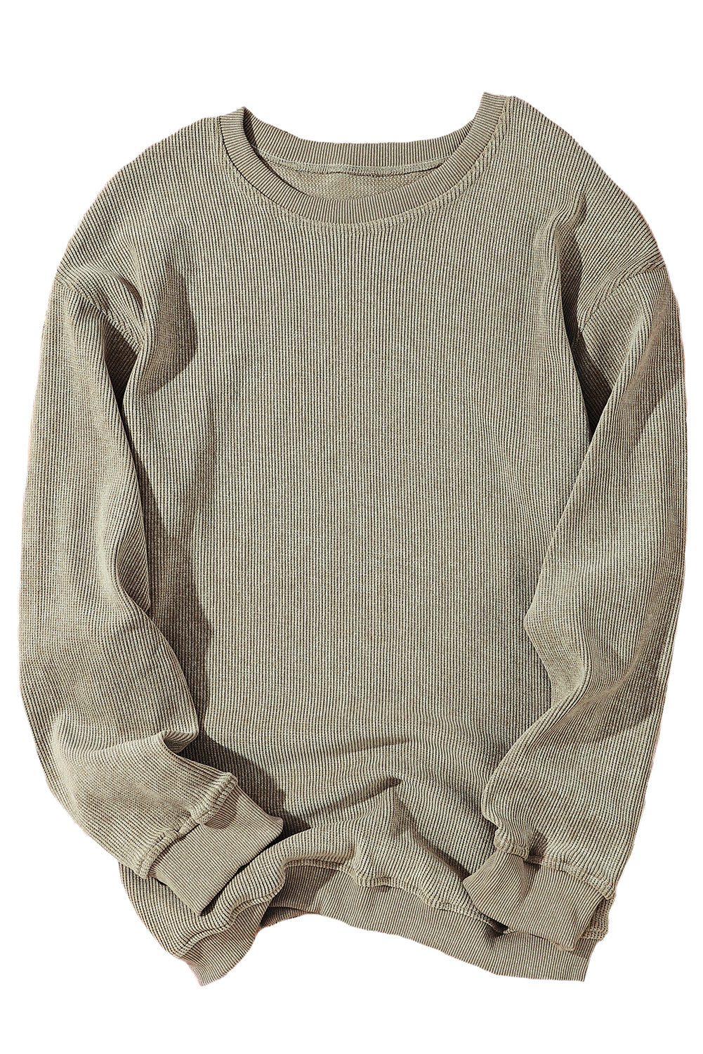 Black Ribbed Knit Crew Neck Oversized Sweatshirt