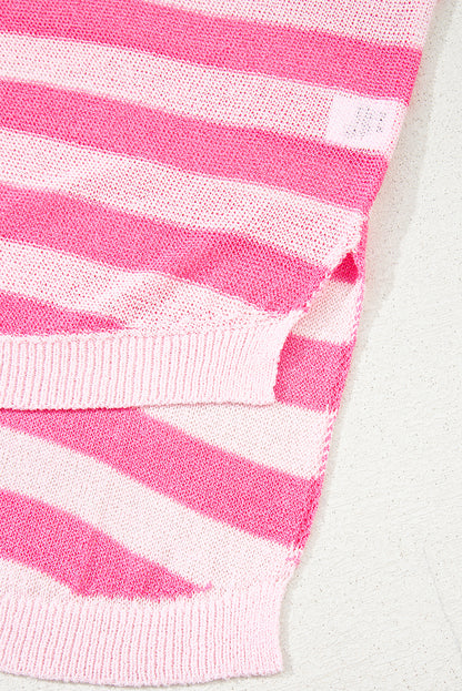 Pink USA Flag Stripe Notched Neck Sweater Vest