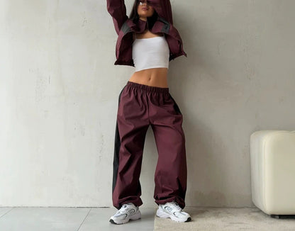 Color Block Tracksuit Women 2 Piece Streetwear Set