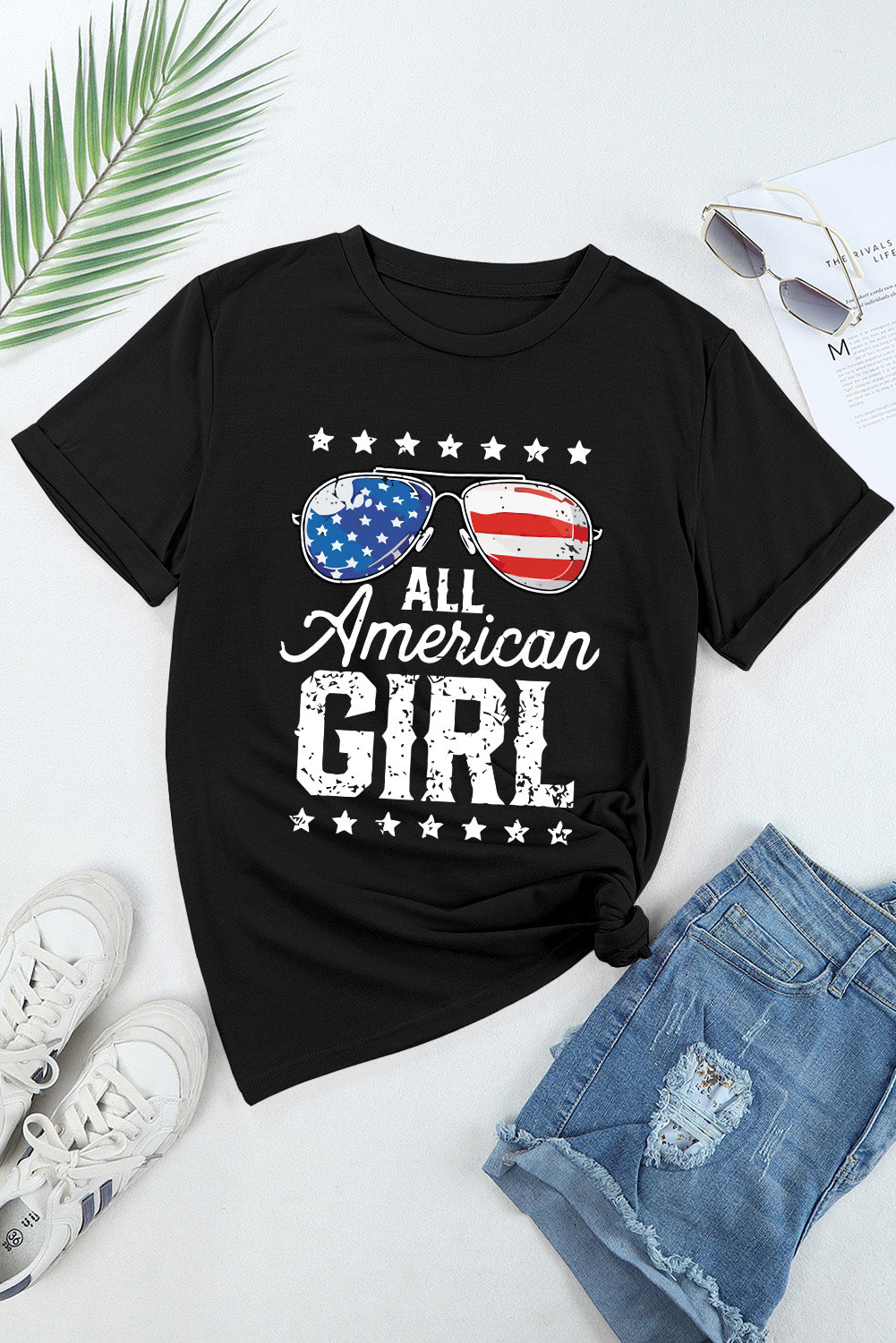 American Girl Graphic Tee Independence Day Flag Day Shirt
