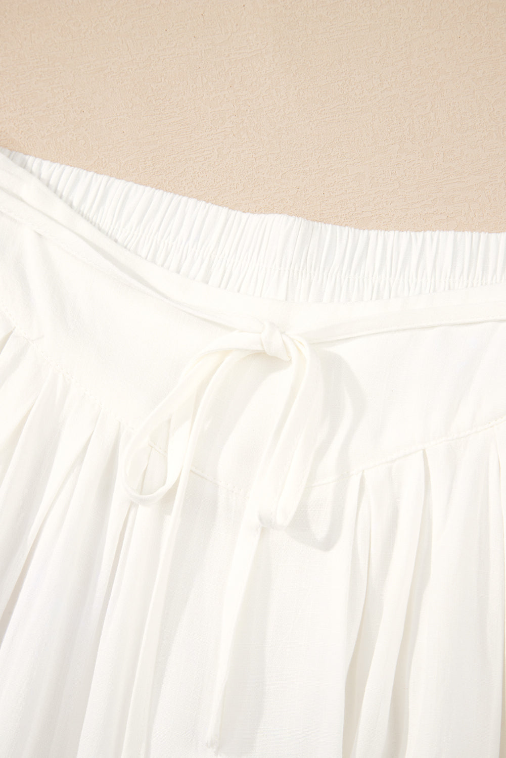 White High Waist Drawstring Wide Leg Palazzo Pants