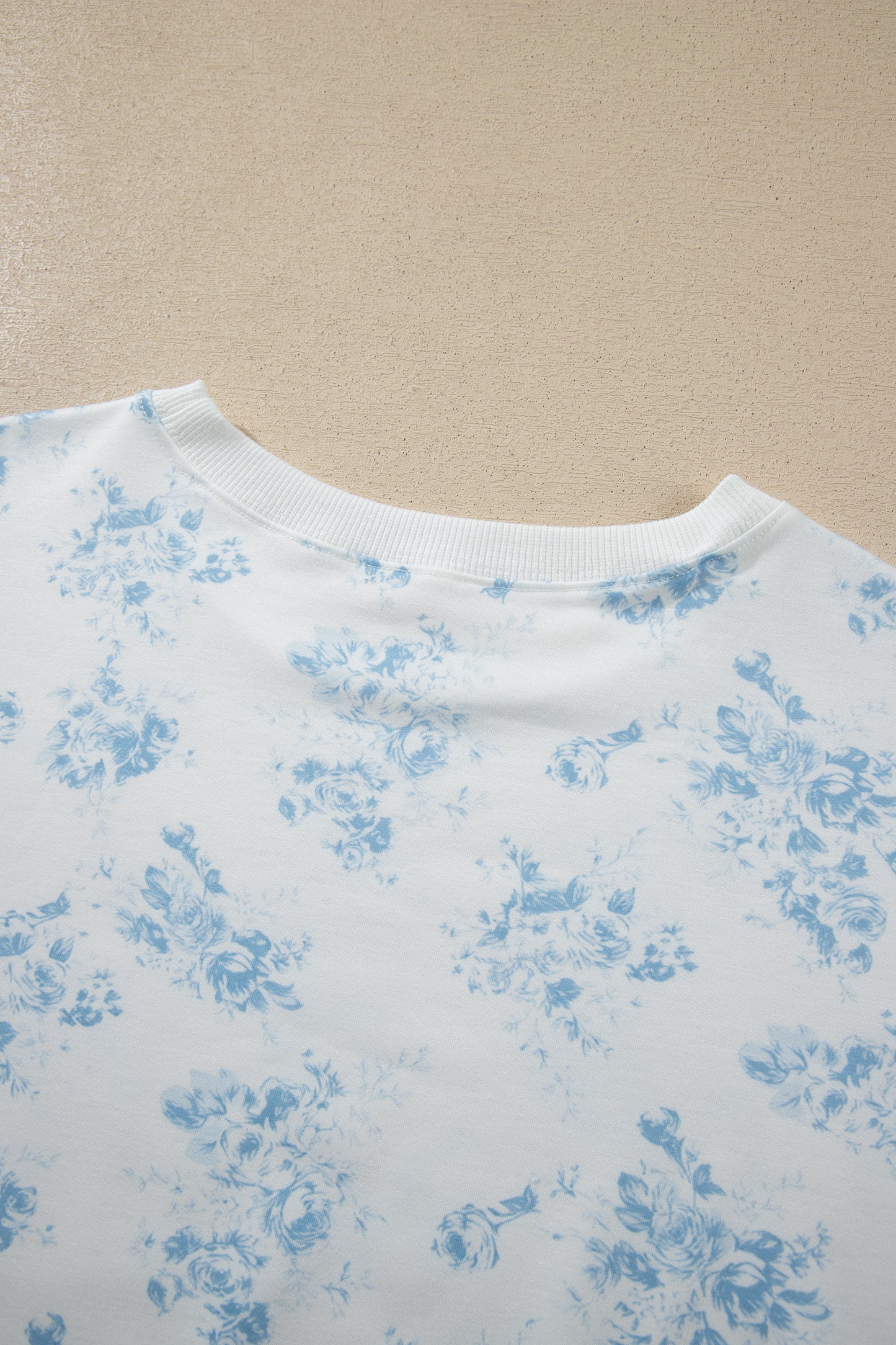 Blue Floral Lounge Set Long Sleeve Top Ruffle Shorts