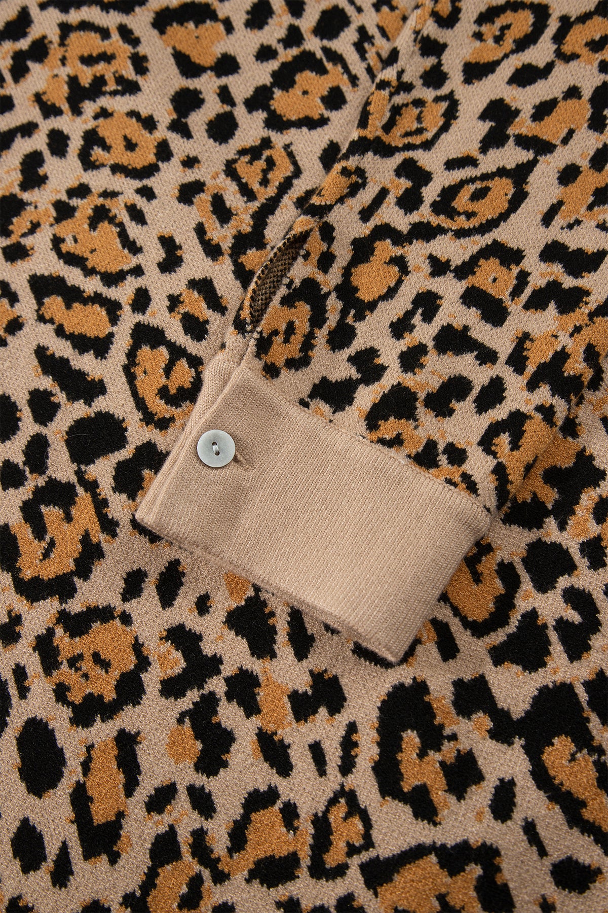 Leopard Print Button Up Knit Cardigan Top