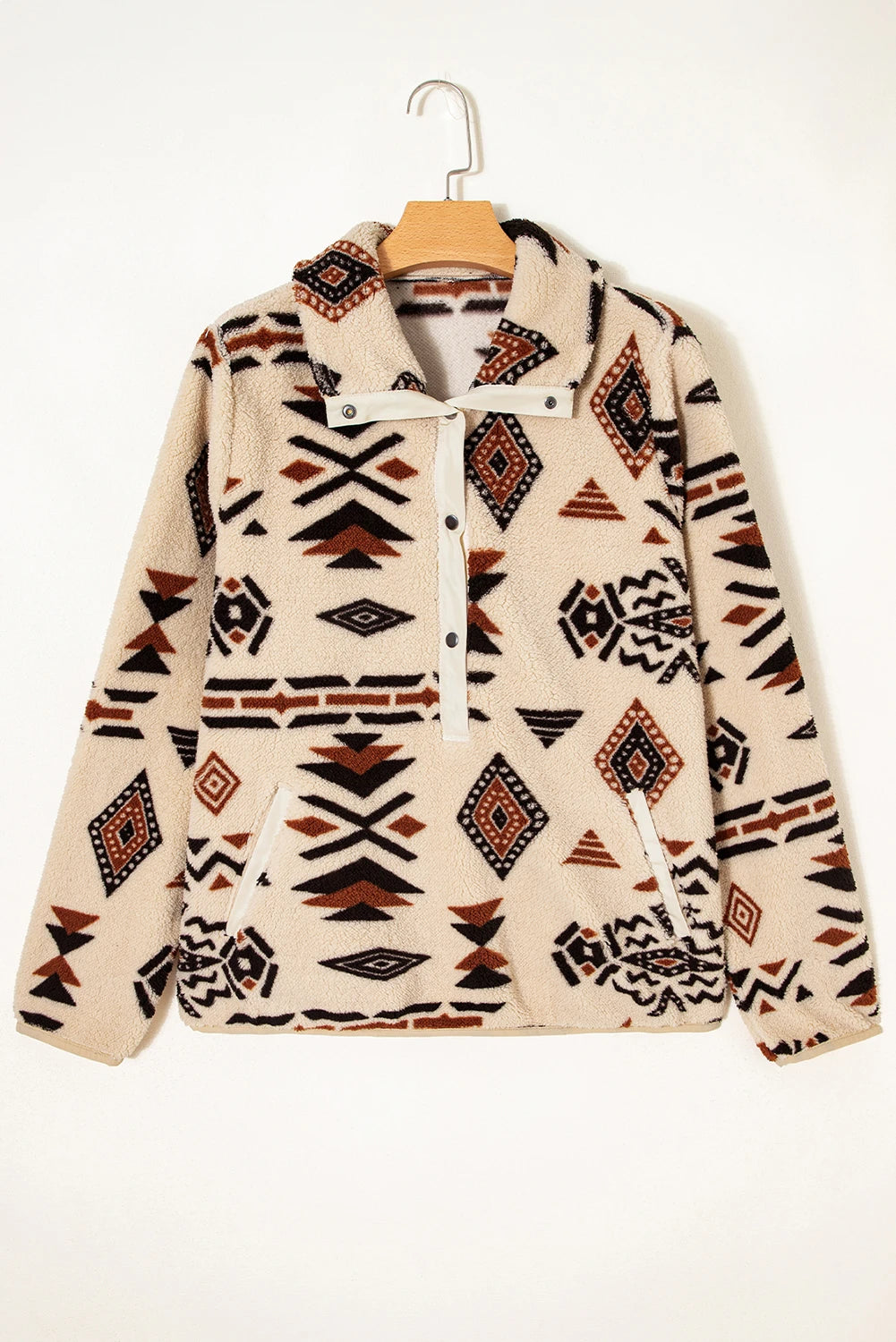 Women Aztec Print Sherpa Half Zip Sweatshirt