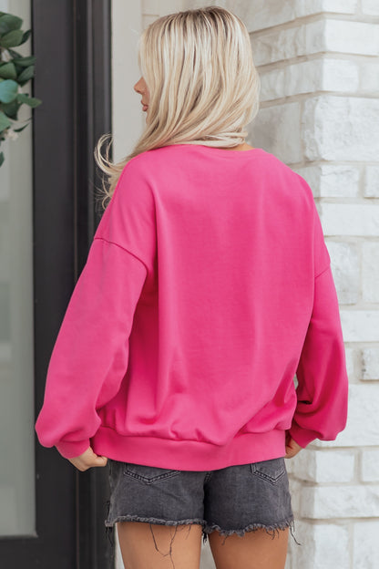 Rose Red St Patrick’s Lucky Clover Embroidered Sweatshirt