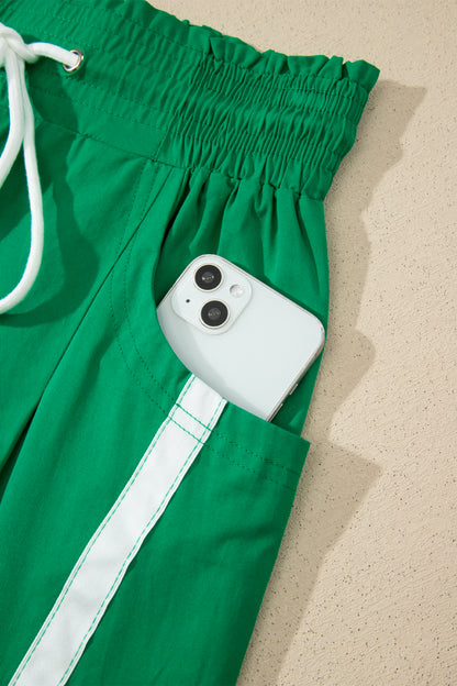 Game Day Side Stripe Drawstring Cropped Wide Leg Pants