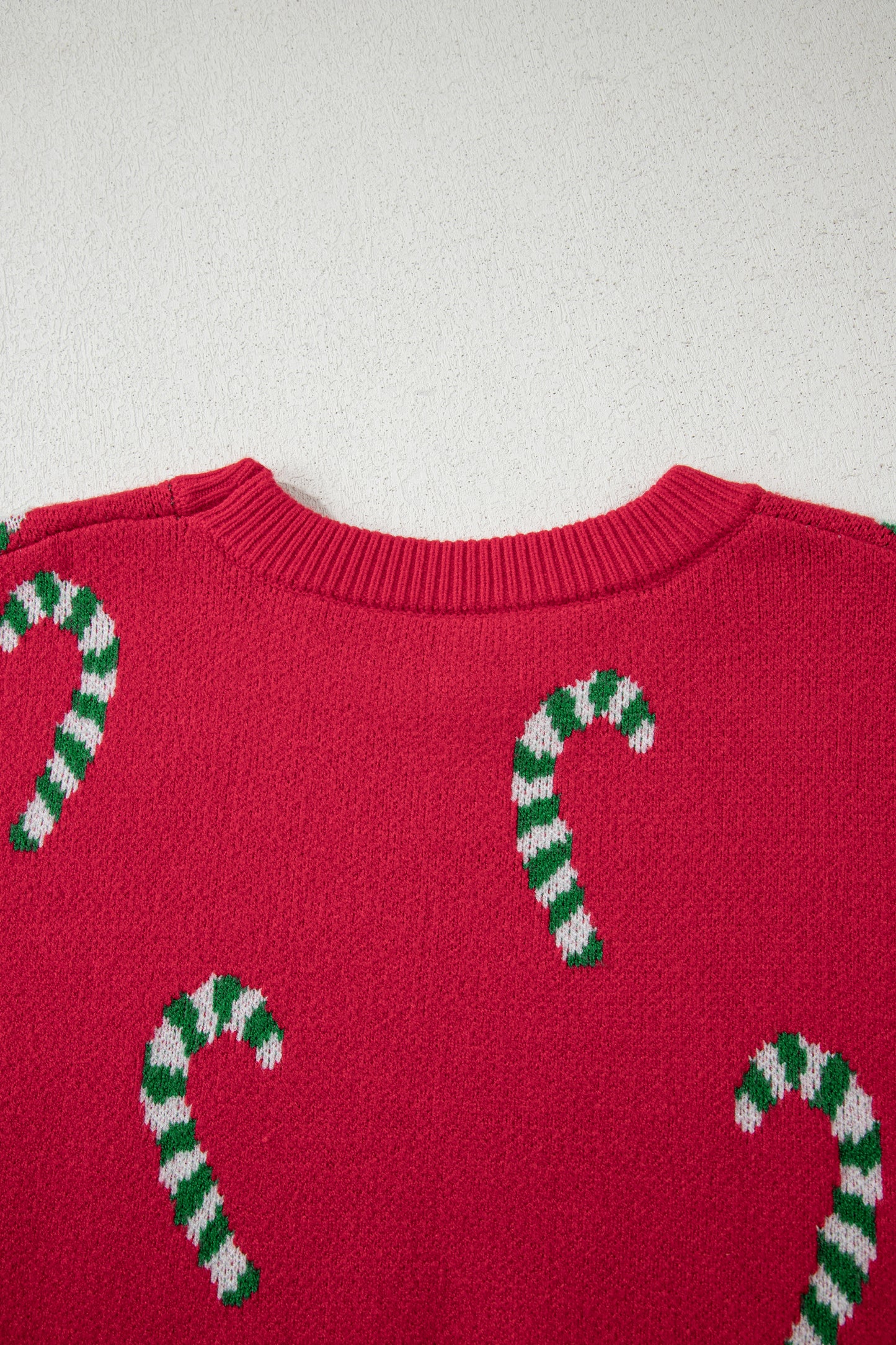 Sachet Pink Christmas Candy Cane Holiday Drop Shoulder Sweater