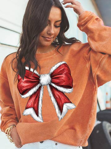 Christmas Big Bow Graphic Pullover Sweatshirt