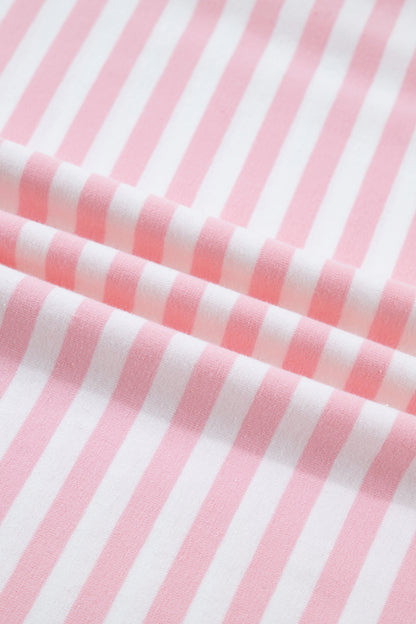 Striped Lounge Set Long Sleeve Top Wide Leg Pants